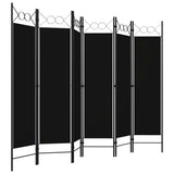 6-Panel Room Divider Black 240x180 cm
