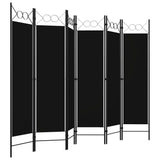 6-Panel Room Divider Black 240x180 cm - Side View