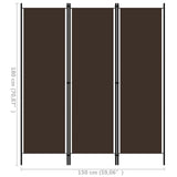 3-Panel Room Divider Brown 150x180 cm - Rear View