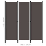 3-Panel Room Divider Anthracite 150x180 cm - Rear View