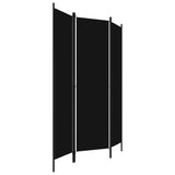 3-Panel Room Divider Black 150x180 cm - Side View