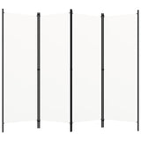 4-Panel Room Divider White 200x180 cm