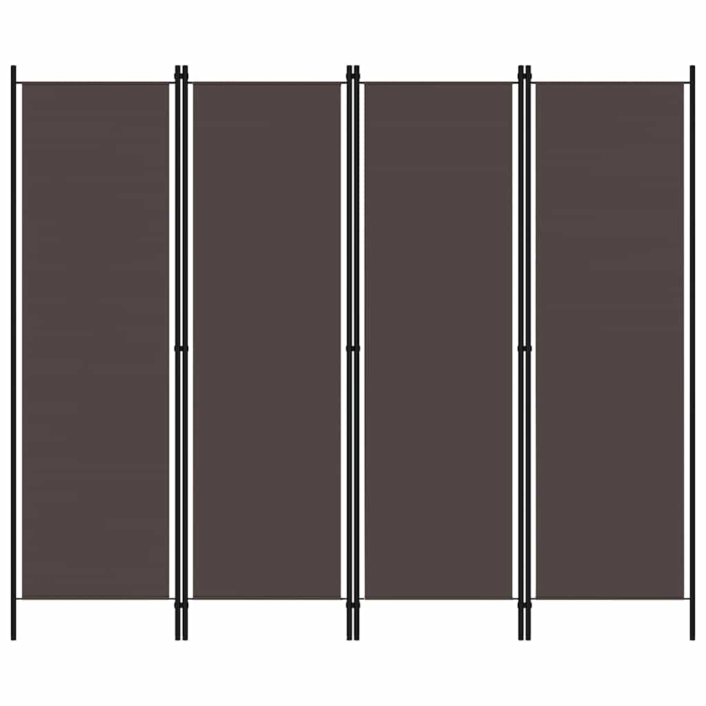 4-Panel Room Divider Brown 200x180 cm