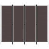4-Panel Room Divider Brown 200x180 cm