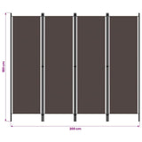 4-Panel Room Divider Brown 200x180 cm