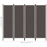 4-Panel Room Divider Anthracite 200x180 cm - Rear View
