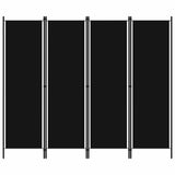 4-Panel Room Divider Black 200x180 cm