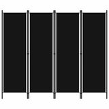 4-Panel Room Divider Black 200x180 cm