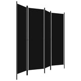 4-Panel Room Divider Black 200x180 cm - Side View