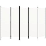 5-Panel Room Divider White 250x180 cm