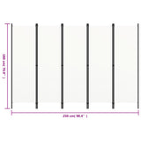 5-Panel Room Divider White 250x180 cm - Rear View