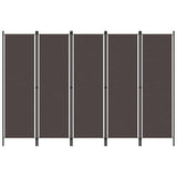 5-Panel Room Divider Brown 250x180 cm