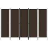 5-Panel Room Divider Brown 250x180 cm