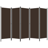 5-Panel Room Divider Brown 250x180 cm - Front View
