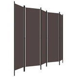5-Panel Room Divider Brown 250x180 cm