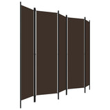 5-Panel Room Divider Brown 250x180 cm - Side View