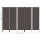 5-Panel Room Divider Anthracite 250x180 cm - Rear View