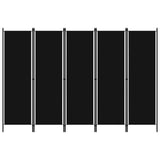 5-Panel Room Divider Black 250x180 cm