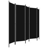 5-Panel Room Divider Black 250x180 cm - Side View