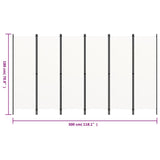 6-Panel Room Divider White 300x180 cm