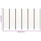 6-Panel Room Divider White 300x180 cm - Rear View