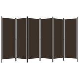 6-Panel Room Divider Brown 300x180 cm - Front View