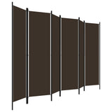 6-Panel Room Divider Brown 300x180 cm - Side View