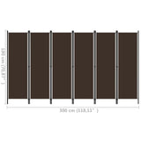 6-Panel Room Divider Brown 300x180 cm - Rear View