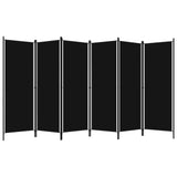 6-Panel Room Divider Black 300x180 cm - Front View