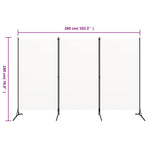 3-Panel Room Divider White 260x180 cm Fabric