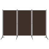 3-Panel Room Divider Brown 260x180 cm Fabric