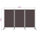 3-Panel Room Divider Brown 260x180 cm Fabric