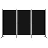 3-Panel Room Divider Black 260x180 cm Fabric