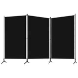 3-Panel Room Divider Black 260x180 cm Fabric - Front View