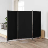 3-Panel Room Divider Black 260x180 cm Fabric