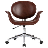 Swivel Dining Chairs 2 pcs Brown Faux Leather - Side View