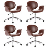 Swivel Dining Chairs 4 pcs Brown Faux Leather - Front View