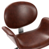 Swivel Dining Chairs 4 pcs Brown Faux Leather - Close-Up Angle