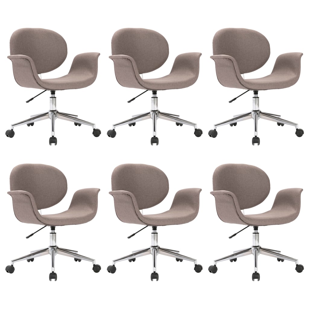 Swivel Dining Chairs 6 pcs Taupe Fabric