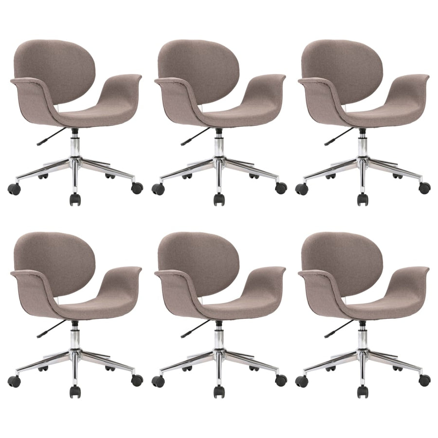 Swivel Dining Chairs 6 pcs Taupe Fabric
