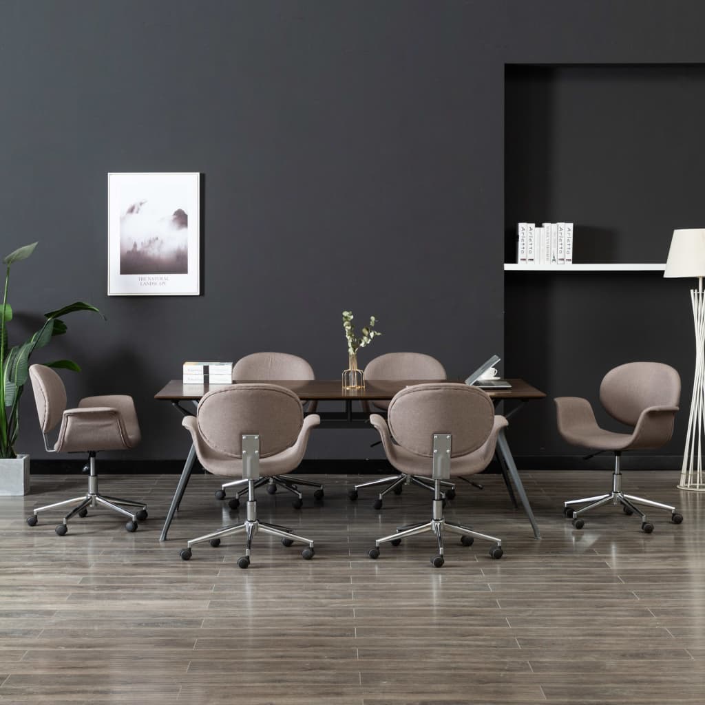 Swivel Dining Chairs 6 pcs Taupe Fabric