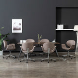 Swivel Dining Chairs 6 pcs Taupe Fabric