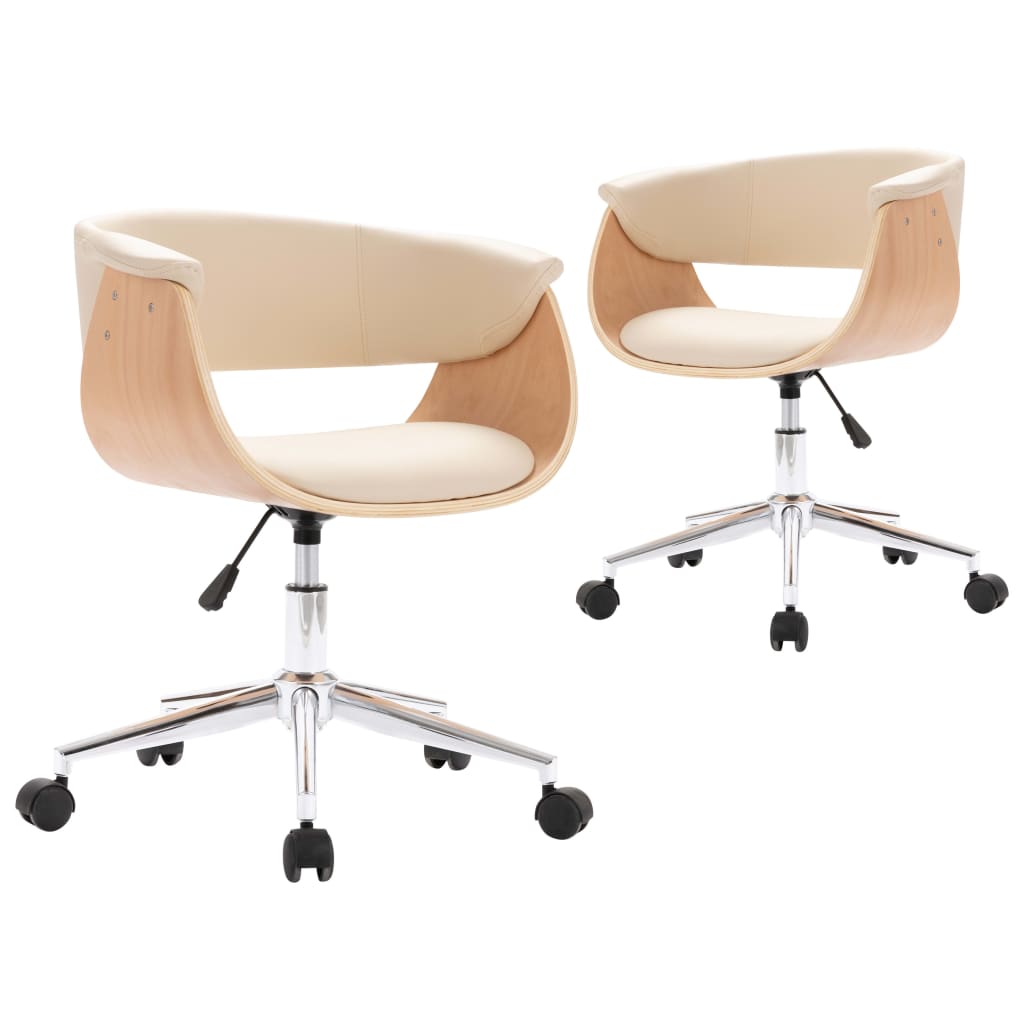 Swivel Dining Chairs 2 pcs Cream Faux Leather