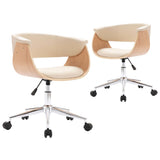 Swivel Dining Chairs 2 pcs Cream Faux Leather
