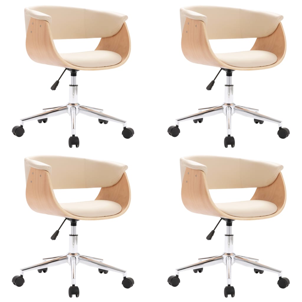 Swivel Dining Chairs 4 pcs Cream Faux Leather