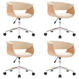 Swivel Dining Chairs 4 pcs Cream Faux Leather - Front View