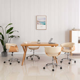 Swivel Dining Chairs 4 pcs Cream Faux Leather