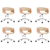 Swivel Dining Chairs 6 pcs Cream Faux Leather - Front View