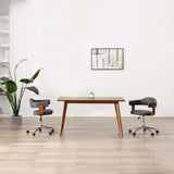 Swivel Dining Chairs 2 pcs Grey Bent Wood and Fabric