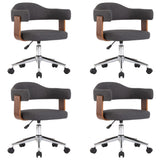 Swivel Dining Chairs 4 pcs Grey Bent Wood and Fabric